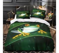 VOXYTMLWG Forêt Tropicale Frog Parure Lit Microfibre Hypo 3D 3Pcs Éclair Douce Numérique Wildlife Ensemble Lit Douce Entretien Fac for Couple Amoureux Single(140x200)