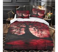 VOXYTMLWG Gothic Arbre Parure de Lit 3D Imprimée Microfibre Résistante 3 Pièces 2xTaies Douce Dark Fantasy Ensemble De Literie Super Douce Entretien Facile for Garçons Adolescents Single（135x200cm）