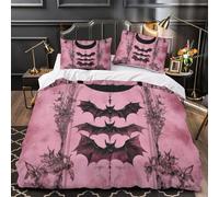 VOXYTMLWG Gothic Bat Linge de Lit Microfibre Résistante 3D Effet 3 Pièces 2xTaies Super Douce Dark Fantasy Parure de Lit Hypoallergique Résistante for Fille Single（135x200cm）
