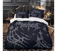 VOXYTMLWG Gothic Lettering Ensemble De Literie Microfibre 3D Effet 3 Pièces 2xTaies Super Douce Dark Fantasy Parure de Lit Respirante Résistante for Enfants Garçons Ado Single（135x200cm）
