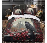 VOXYTMLWG Gothic Window View Housse de Couette 3D Effet Microfibre Résistante 3 Pièces Éclair Ultra Douce Dark Fantasy Castle Linge de Lit Hypoallergique Résistante for Filles Ado Single（135x200cm）