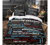 VOXYTMLWG Imagine Dragons Housse de Couette Microfibre Résistante 3D Effet 3 Pièces Taie Ultra Douce Music Lyrics Collection Linge de Lit Super Douce Entretien Facile for Ado Super King（260x220cm）