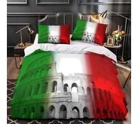 VOXYTMLWG Italian Monument Parure de Lit 3D Imprimée Microfibre 3 Pièces Éclair Douce Historical Architecture Housse de Couette Ultra Douce Entretien Facile for Garçons Filles Single（135x200cm）