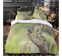 VOXYTMLWG Kingfisher Birds Housse de Couette Microfibre Résistante 3D Imprimée 3 Pièces Éclair Douce Nature Wildlife Parure de Lit Respirante Hypoallergique for Enfants Garçons Ado Single（135x200cm）
