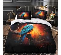 VOXYTMLWG Kingfisher Oiseau Parure de Lit Microfibre Résistante 3D Imprimé 3 Pièces 2 Taies Ultra Douce Fantasy Housse de Couette Confortable Hypoallergique for Garçon King（220x240cm）