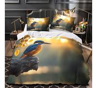 VOXYTMLWG Kingfisher Perched Housse de Couette 3D Imprimé Microfibre Résistante 3 Pièces Taie Douce Nature Wildlife Parure de Lit Ultra Douce Entretien Facile for Couple King（220x240cm）