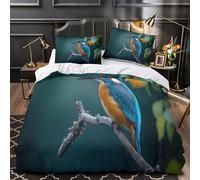 VOXYTMLWG Kingfisher Perched Housse de Couette 3D Imprimée Microfibre 3 Pièces Éclair Ultra Douce Nature Wildlife Parure de Lit Léger Hypoallergique for Adulte Single（140x200cm）