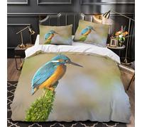 VOXYTMLWG Kingfisher Perched Housse de Couette Microfibre 3D Imprimée 3 Pièces 2xTaies Douce Nature Wildlife Parure de Lit Super Douce Entretien Facile for Filles Ado King（220x240cm）