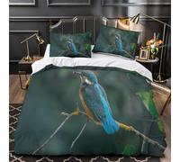 VOXYTMLWG Kingfisher Perched Housse de Couette Microfibre Résistante 3D Effet 3 Pièces 2xTaies Douce Nature Wildlife Linge de Lit Super Douce Résistante for Femmes Single（140x200cm）