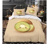 VOXYTMLWG Kiwi Fruit Cute Linge de Lit 3D Effet Microfibre Résistante 3 Pièces 2xTaies Ultra Douce Coon Housse de Couette Hypoallergique Entretien Facile for Enfants Garçons Filles Double（200x200cm）