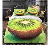 VOXYTMLWG Kiwi Fruit Linge de Lit Microfibre Résistante 3D Imprimé 3 Pièces 2xTaies Super Douce Illustrated Fresh Housse de Couette Ultra Douce Entretien Facile for Couple Double（200x200cm）