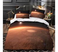 VOXYTMLWG Mars Linge de Lit 3D Imprimée Microfibre 3 Pièces Éclair Super Douce Space Exploration Housse de Couette Léger Hypoallergique for Couple Amoureux King（220x240cm）