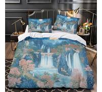 VOXYTMLWG Montagne Parure de Lit 3D Imprimée Microfibre Hypoallergique 3 Pièces Taie Ultra Douce Chinese Traditional Ensemble De Literie Léger Résistante for Adulte Double（200x200cm）