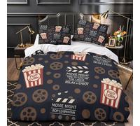 VOXYTMLWG Movie Night Decor Linge de Lit 3D Imprimé Microfibre Résistante 3 Pièces 2 Taies Douce Film Theme Ensemble De Literie Léger Hypoallergique for Couple Amoureux Super King（260x220cm）