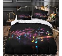 VOXYTMLWG Music Notes Parure de Lit 3D Effet Microfibre 3 Pièces Éclair Ultra Douce Colorful Vague Ensemble De Literie Hypoallergique Résistante for Hommes King（220x240cm）