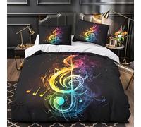 VOXYTMLWG Music Symbol Linge de Lit 3D Imprimé Microfibre Résistante 3 Pièces Éclair Douce Vibrant Neon Parure de Lit Respirante Résistante for Garçons Filles Double（200x200cm）