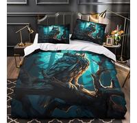 VOXYTMLWG Night Owl Perched Ensemble Lit 3D Microfibre Hypo 3Pcs 2xTaies Douce Forêt Mystical Housse Couette Douce Résistante Enfants Garçons Filles Super King（260x220cm）