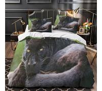 VOXYTMLWG Noir Panther Housse de Couette Microfibre 3D Imprimée 3 Pièces 2 Taies Super Douce Wild Animal Portrait Linge de Lit Léger Entretien Facile for Enfants Garçons Ado Super King（260x220cm）