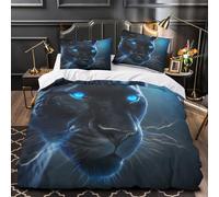 VOXYTMLWG Noir Panther Housse de Couette Microfibre Résistante 3D Imprimé 3 Pièces Taie Douce Fantasy Creature Ensemble De Literie Ultra Douce Entretien Facile for Fille Double（200x200cm）