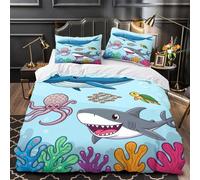 VOXYTMLWG Océan Animals Housse de Couette 3D Imprimée Microfibre 3 Pièces Taie Douce Coon Mer Creatures Parure de Lit Super Douce Entretien Facile for Femmes Single（135x200cm）