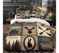 VOXYTMLWG Ours Silhouette Housse de Couette 3D Effet Microfibre 3 Pièces Éclair Ultra Douce Rustic Cabin Decor Parure de Lit Super Douce Entretien Facile for Adolescent Double（200x200cm）