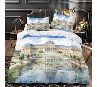 VOXYTMLWG Palace Architecture Housse de Couette 3D Effet Microfibre 3 Pièces Éclair Douce Classical European Ensemble De Literie Ultra Douce Léger for Couple King（220x240cm）