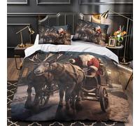 VOXYTMLWG Père Noël Claus Ride Linge de Lit Microfibre Hypoallergique 3D Imprimée 3 Pièces 2 Taies Douce Hiver Festive Ensemble De Literie Ultra Douce Résistante for Fille Single（135x200cm）