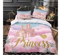 VOXYTMLWG Princess Castle Ensemble De Literie Microfibre Résistante 3D Imprimée 3 Pièces Taie Super Douce Fantasy Fairy Tale Linge de Lit Confortable Entretien Facile for Couple Single（140x200cm）