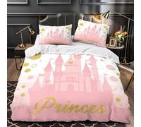VOXYTMLWG Princess Castle Linge de Lit Microfibre 3D Imprimée 3 Pièces Éclair Ultra Douce Rose Fairy Tale Ensemble De Literie Léger Résistante for Adultes Enfants Super King（260x220cm）