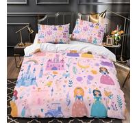VOXYTMLWG Princess Illustrations Ensemble Lit Microfibre 3D 3Pcs 2xTaies Douce Coon Fairy Tale Housse Couette Confortable Entretien Fac Adultes Enfants Single(135x200)
