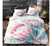 VOXYTMLWG Protea Fleur Ensemble De Literie 3D Effet Microfibre 3 Pièces 2xTaies Ultra Douce Botanical Housse de Couette Respirante Hypoallergique for Hommes Double（200x200cm）