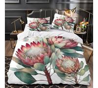 VOXYTMLWG Protea Flowers Parure de Lit 3D Imprimée Microfibre 3 Pièces Éclair Douce Botanical Ensemble De Literie Respirante Résistante for Enfant Double（200x200cm）