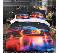 VOXYTMLWG Racing Car Neon Parure de Lit 3D Imprimée Microfibre 3 Pièces 2xTaies Super Douce Futuristic Sports Vehicle Ensemble De Literie Léger Hypoallergique for Filles Ado King（220x240cm）