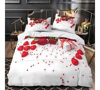 VOXYTMLWG Romantic Cadeau Set Parure de Lit Microfibre Résistante 3D Imprimé 3 Pièces Taie Super Douce Valentine's Day Housse de Couette Ultra Douce Entretien Facile for Femmes Super King（260x220cm）