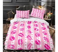 VOXYTMLWG Rose Kiss Marks Linge de Lit Microfibre 3D Effet 3 Pièces Éclair Super Douce Vector Parure de Lit Léger Entretien Facile for Garçon King（220x240cm）