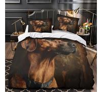 VOXYTMLWG Rottweiler Portrait Parure de Lit 3D Imprimée Microfibre 3 Pièces Taie Ultra Douce Classical Ensemble De Literie Confortable Résistante for Fille Super King（260x220cm）
