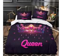 VOXYTMLWG Royal Crown Parure de Lit 3D Imprimé Microfibre 3 Pièces Éclair Douce Fantasy Queen Linge de Lit Ultra Douce Résistante for Adultes Enfants Double（200x200cm）