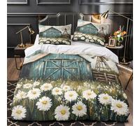 VOXYTMLWG Rustic Barn Ensemble De Literie 3D Imprimée Microfibre 3 Pièces 2 Taies Douce Farmhouse Country Linge de Lit Léger Hypoallergique for Adultes Enfants Double（200x200cm）