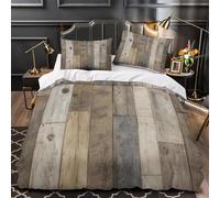 VOXYTMLWG Rustic Planks Ensemble De Literie 3D Effet Microfibre 3 Pièces 2 Taies Super Douce Wooden Wall Decor Linge de Lit Ultra Douce Résistante for Garçons Filles Single（140x200cm）