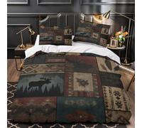 VOXYTMLWG Rustic Wall Decor Parure de Lit 3D Imprimée Microfibre 3 Pièces Éclair Douce Native American Linge de Lit Hypoallergique Entretien Facile for Adolescent Super King（260x220cm）