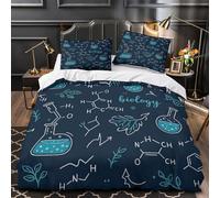VOXYTMLWG Science Illustrations Linge de Lit 3D Imprimée Microfibre 3 Pièces Éclair Super Douce Hand Drawn Biology Theme Housse de Couette Léger Hypoallergique for Couple Amoureux Single（140x200cm）