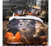VOXYTMLWG Small Mouse Parure de Lit 3D Imprimée Microfibre 3 Pièces Éclair Douce Nature Wildlife Ensemble De Literie Respirante Résistante for Enfant Double（200x200cm）