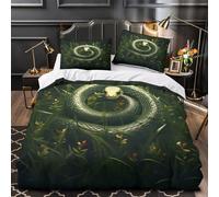 VOXYTMLWG Snake in Herbe Ensemble De Literie 3D Imprimée Microfibre Hypoallergique 3 Pièces Taie Douce Nature Wildlife Linge de Lit Léger Hypoallergique for Les Enfants Super King（260x220cm）