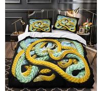 VOXYTMLWG Snake Linge de Lit 3D Imprimée Microfibre Résistante 3 Pièces 2xTaies Super Douce Colorful Reptile Parure de Lit Hypoallergique Résistante for Fille King（220x240cm）