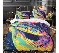 VOXYTMLWG Snake Print Linge de Lit 3D Imprimé Microfibre 3 Pièces 2 Taies Super Douce Neon Pop Parure de Lit Confortable Résistante for Adulte Enfants Filles King（220x240cm）