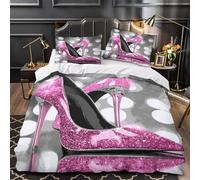 VOXYTMLWG Sparkly High Heels Housse de Couette Microfibre Hypoallergique 3D Imprimé 3 Pièces Taie Super Douce Fashion Glamour Parure de Lit Respirante Entretien Facile for Hommes Double（200x200cm）