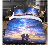 VOXYTMLWG Starry Ciel Journey Housse de Couette Microfibre 3D Imprimée 3 Pièces 2xTaies Douce Fantasy Cosmic Ensemble De Literie Confortable Entretien Facile for Garçon Double（200x200cm）