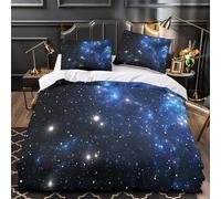 VOXYTMLWG StarryNightSky Ensemble De Literie 3D Imprimé Microfibre 3 Pièces 2 Taies Super Douce CosmicSpace Parure de Lit Super Douce Résistante for Garçons Filles King（220x240cm）