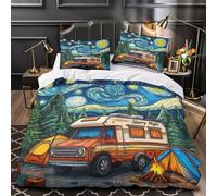 VOXYTMLWG Van Camping Linge de Lit Microfibre Résistante 3D Imprimée 3 Pièces 2xTaies Douce Starry Night Housse de Couette Super Douce Entretien Facile for Adulte Super King（260x220cm）