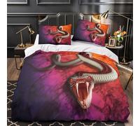 VOXYTMLWG Venomous Snake Linge de Lit Microfibre 3D Imprimée 3 Pièces 2 Taies Super Douce Digital Fantasy Ensemble De Literie Respirante Résistante for Femmes Single（140x200cm）